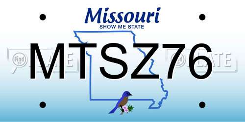 MTSZ76 Missouri License Plate