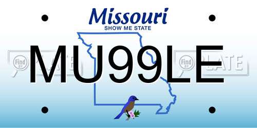 MU99LE Missouri License Plate