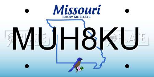 MUH8KU Missouri License Plate