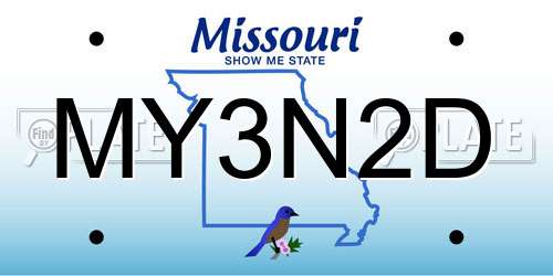 MY3N2D Missouri License Plate