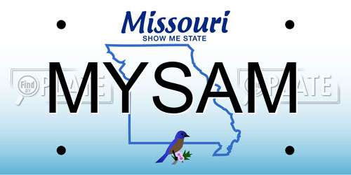 MYSAM Missouri License Plate