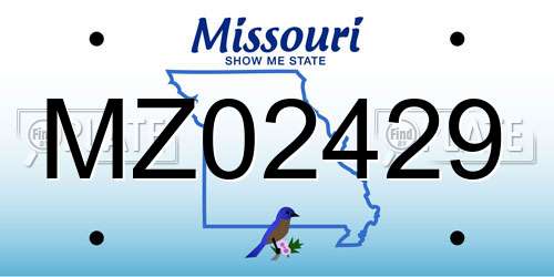 MZ02429 Missouri License Plate
