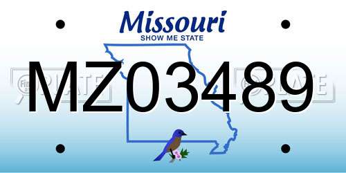 MZ03489 Missouri License Plate