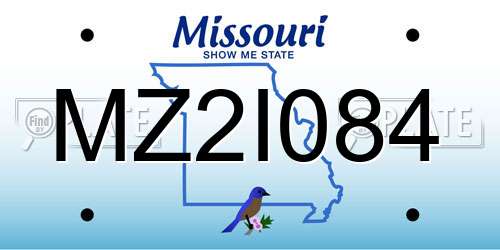 MZ2I084 Missouri License Plate
