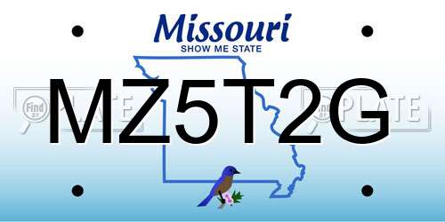 MZ5T2G Missouri License Plate
