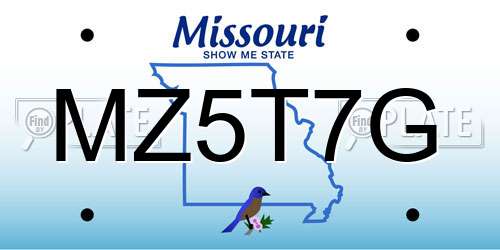 MZ5T7G Missouri License Plate