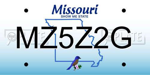 MZ5Z2G Missouri License Plate