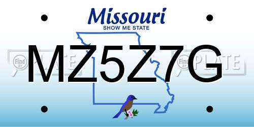 MZ5Z7G Missouri License Plate