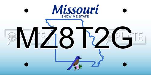 MZ8T2G Missouri License Plate