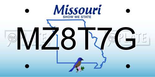 MZ8T7G Missouri License Plate