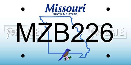 MZB226 Missouri License Plate