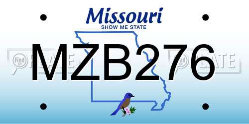 MZB276 Missouri License Plate