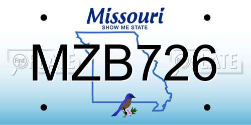 MZB726 Missouri License Plate