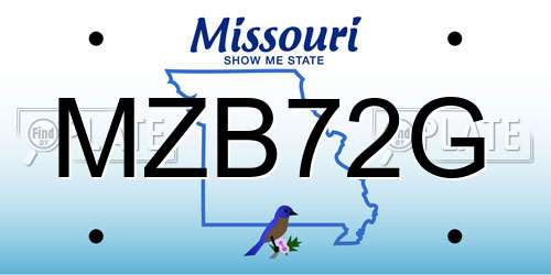 MZB72G Missouri License Plate