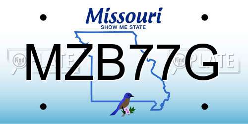 MZB77G Missouri License Plate