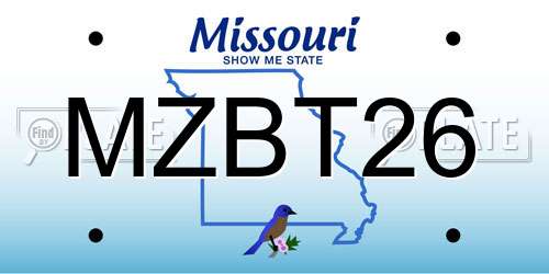 MZBT26 Missouri License Plate