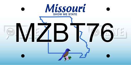 MZBT76 Missouri License Plate