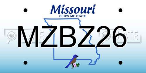 MZBZ26 Missouri License Plate