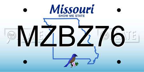 MZBZ76 Missouri License Plate