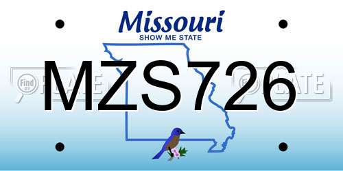 MZS726 Missouri License Plate