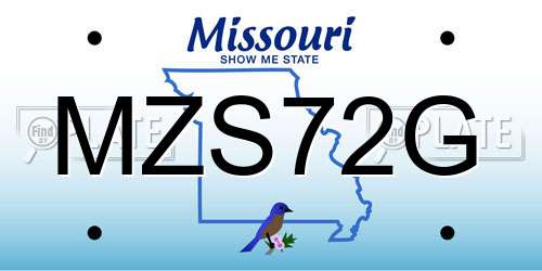 MZS72G Missouri License Plate