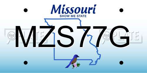 MZS77G Missouri License Plate