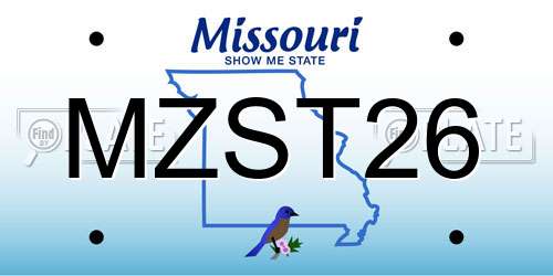 MZST26 Missouri License Plate