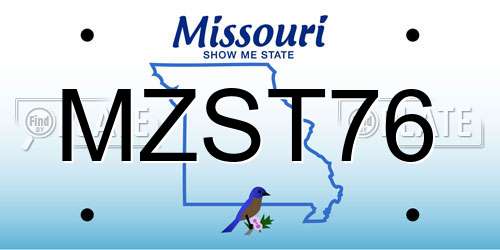 MZST76 Missouri License Plate