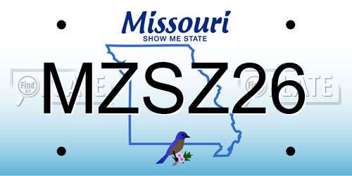 MZSZ26 Missouri License Plate