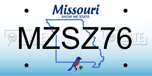 MZSZ76 Missouri License Plate