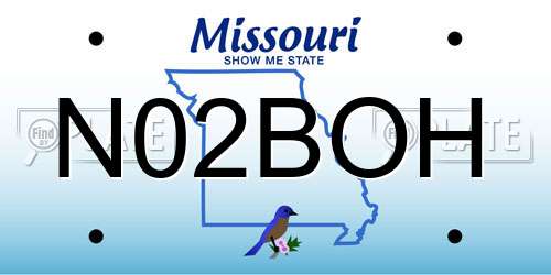 N02BOH Missouri License Plate