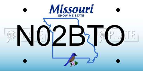 N02BTO Missouri License Plate