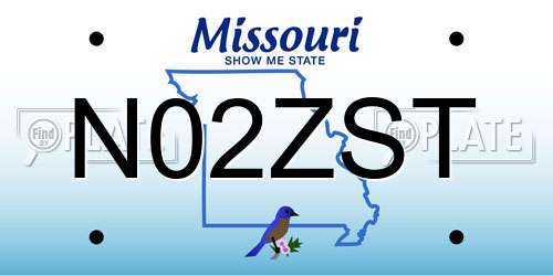 N02ZST Missouri License Plate