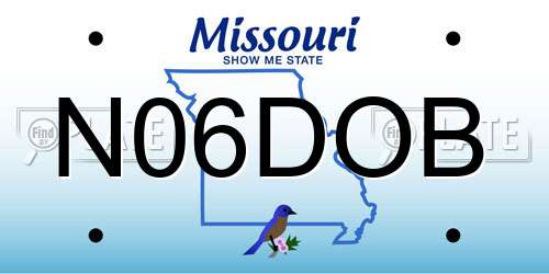 N06DOB Missouri License Plate