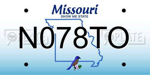 N078TO Missouri License Plate
