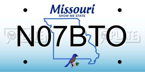 N07BTO Missouri License Plate