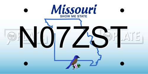 N07ZST Missouri License Plate