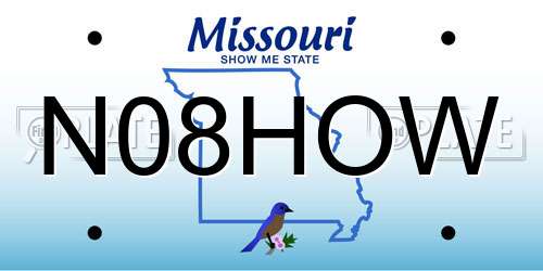 N08HOW Missouri License Plate