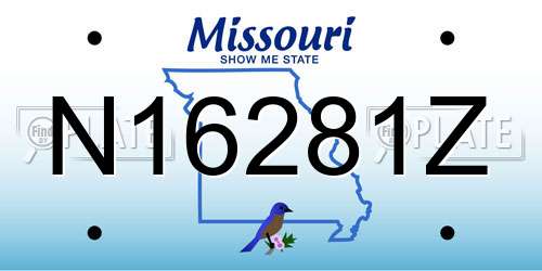 N16281Z Missouri License Plate