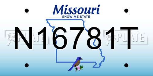 N16781T Missouri License Plate