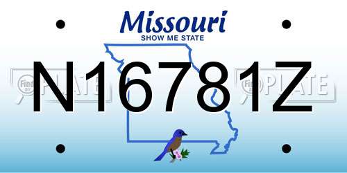 N16781Z Missouri License Plate