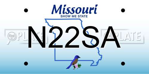 N22SA Missouri License Plate