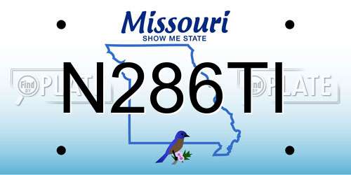 N286TI Missouri License Plate