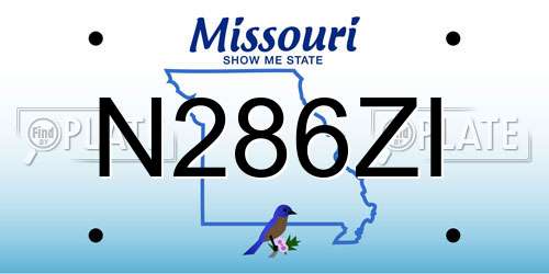 N286ZI Missouri License Plate