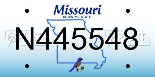 N445548 Missouri License Plate