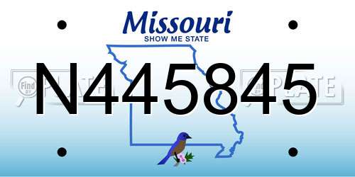 N445845 Missouri License Plate