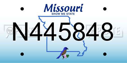 N445848 Missouri License Plate