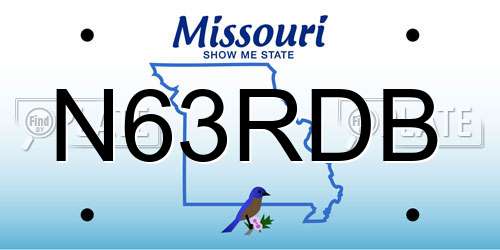 N63RDB Missouri License Plate