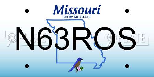 N63ROS Missouri License Plate