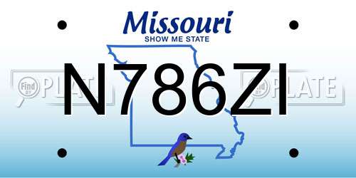 N786ZI Missouri License Plate